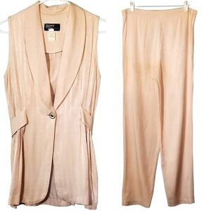 7008 * Dawn Joy Fashions Pantsuit Peach Size 7/8 Vintage 80s